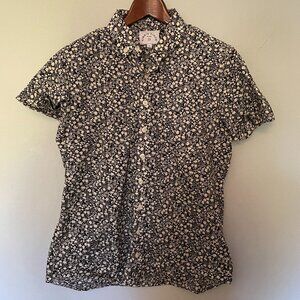 Kirrin Finch floral short-sleeve button-up, size 8,black/white